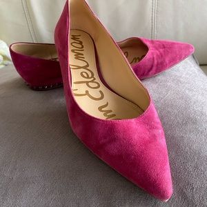 Gently worn suede flats; gorgeous berry colour